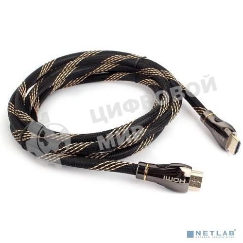 Кабель Cablexpert HDMI CCP-HDMI8К-2.5M, 19M/19M, v2.1, 8К, медь, позол.разъемы, экран, оплетка, 2.5м, черный, пакет
