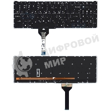 Клавиатура для ноутбука Acer Nitro 5 AN517-41 черная с подсветкой (узкий шлейф, синие буквы)