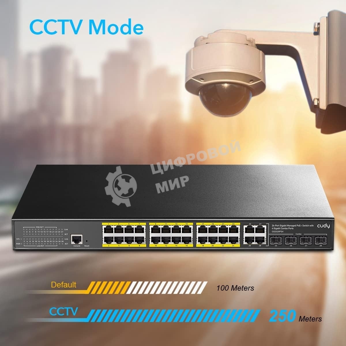 Коммутатор Cudy GS2028PS4-300W (L2) 28x1 Гбит/с 4SFP 24PoE+ 300W управляемый