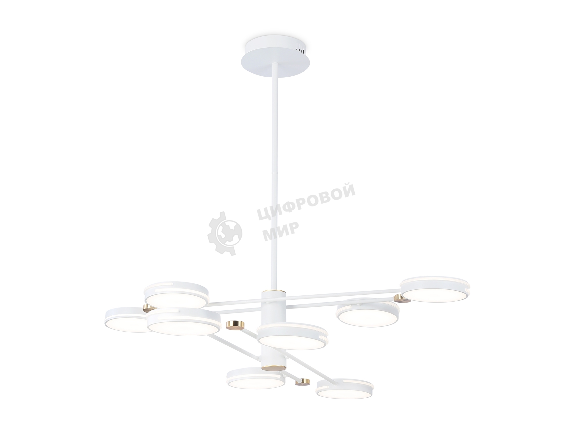 Подвесной светодиодный светильник Ambrella light FL51642/8 WH/GD белый/золото 3000K/4200K/6400K 67W D1000*850 (Без ПДУ)
