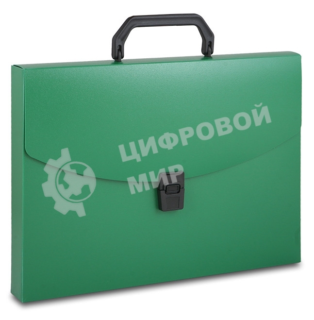 Папка-портфель Бюрократ -BPP01GRN 1 отдел. A4 пластик 0.7мм зеленый