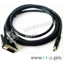 Кабель HDMI-DVI Cablexpert CC-HDMI-DVI-6, 19M/19M, single link, медь, позол.разъемы, экран, 1.8м, черный, пакет