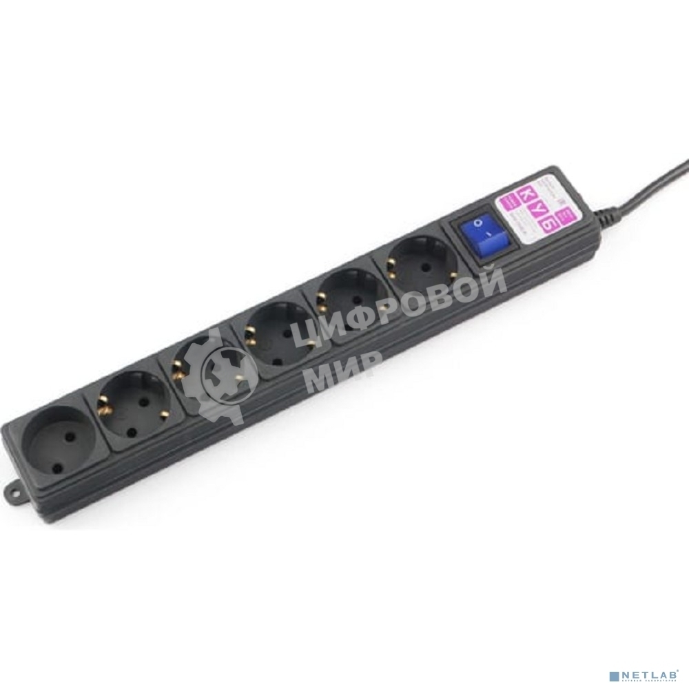 Сетевой фильтр Powercube SPG6-B-3M 3м, 6 розеток, черный, коробка