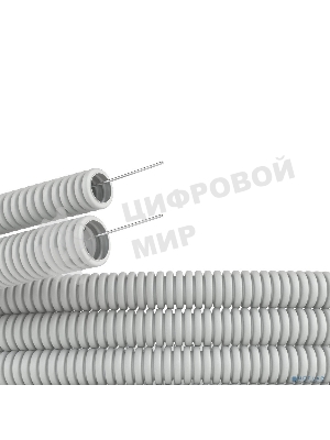 Труба гофрированная ПВХ d20 мм тяжелая с протяж. сер. (уп. 100 м) ДКС 91520
