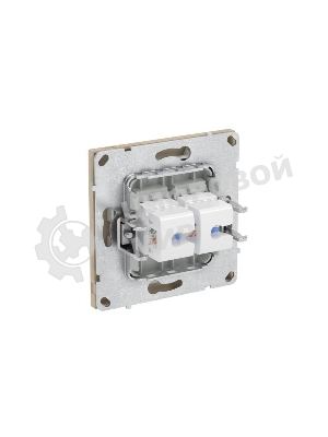 Компьютерная розетка RJ-45 без шторки, кат.6А двойная, KANT, ванильный марципан