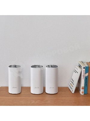 Домашняя Mesh Wi-Fi система TP-Link Deco E4 (3-Pack), 1167 Мбит/с (5 ГГц: до 867 Мбит/с + 2,4 ГГц: до 300 Мбит/с), 2 порта 100 Мбит/с, 2 встроенные антенны на каждом модуле Deco