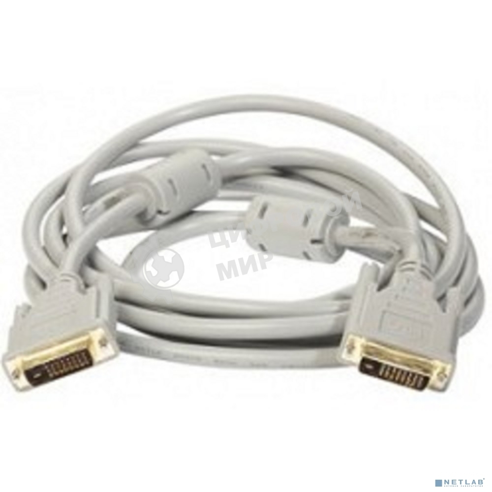 Кабель DVI dual link (25M-25M) 1.8м ExeGate, 2 фильтра, позолоченные контакты