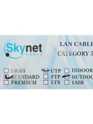 Кабель SkyNet Standart UTP outdoor 4x2x0,48, медный, FLUKE TEST, кат.5e, однож., 100 м, box, черный