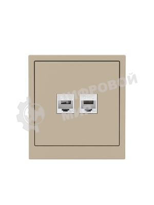 Компьютерная розетка RJ-45 без шторки, кат.6А двойная, KANT, ванильный марципан