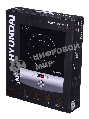 Плита настольная электрическая Hyundai HYC-0102 серебристый/черный стеклокерамика