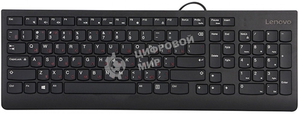 Клавиатура Lenovo 300 USB проводная, USB Type-A, чёрный