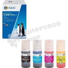 Чернила G&G GG-101BKCMY-45мл*4 101BKCMY голубой/пурпурный/желтый/черный набор 4x45мл для Epson EcoTank L4150/L4156/L4160/L4250/L4260/L4266/L6160/L6170/L6176/L6190/L6260/L6270/L6276/L6290