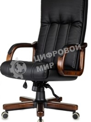 Кресло руководителя Бюрократ T-9932Walnut-Low черный, кожа, низк. спин. крестов. металл/дерево