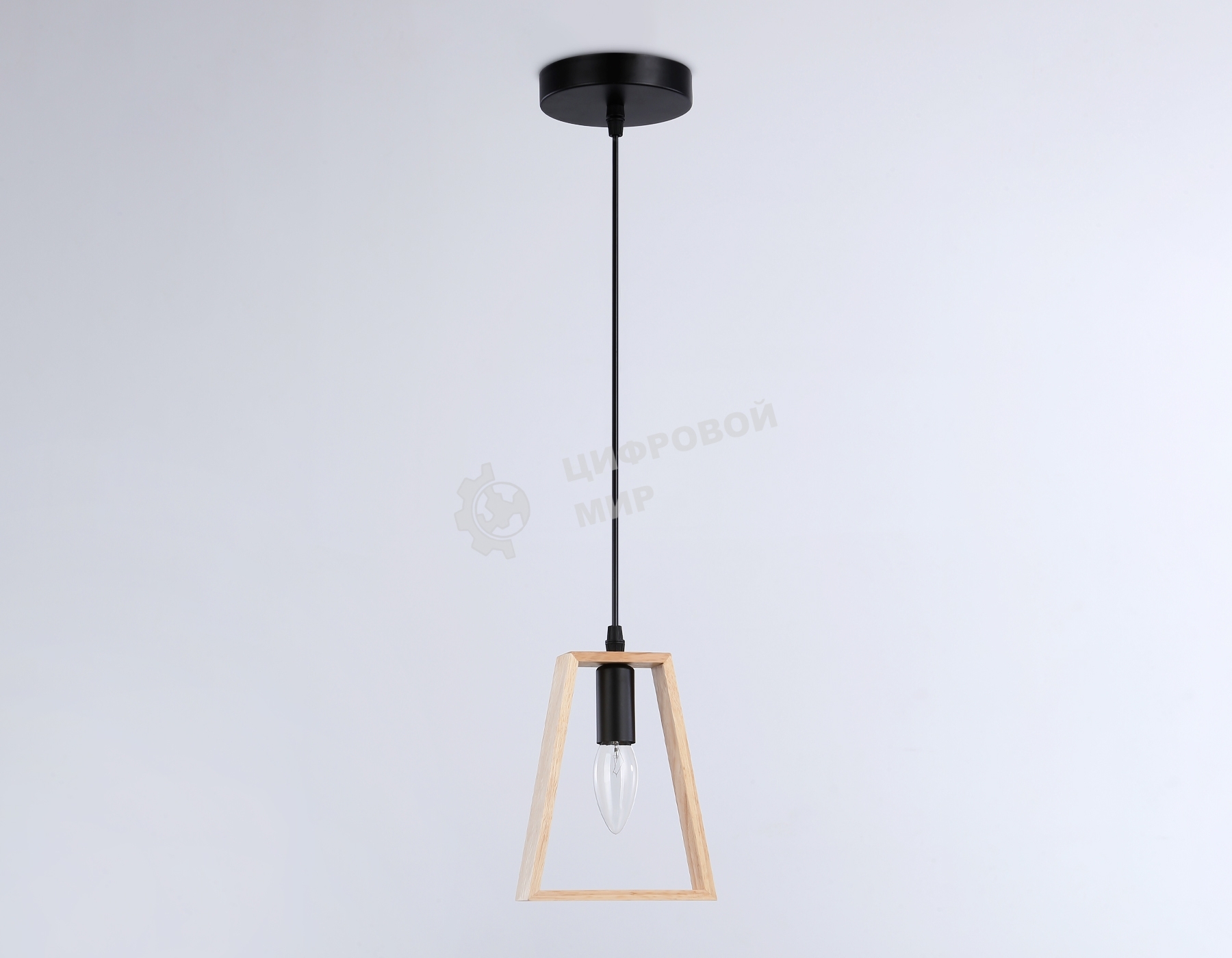 Светильник Ambrella light TR80497 BK/LW черный/светлое дерево E14 max 60W D150*1000