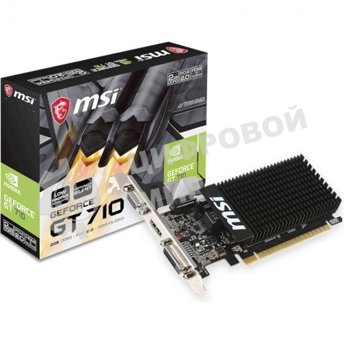 Видеокарта MSI PCI-E GT 710 2GD3H LP nVidia GeForce GT 710 2048Mb 64bit DDR3 954/1600 DVIx1/HDMIx1/CRTx1/HDCP Ret low profile
