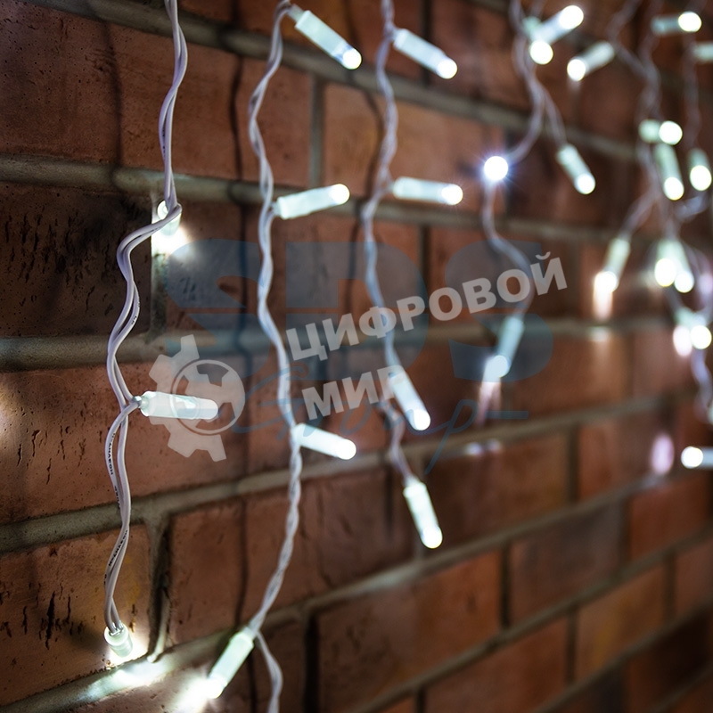 Гирлянда Neon-night Айсикл (бахрома) светодиодный, 2,4 х 0,6 м, белый провод, 230 В, диоды белые, 76 LED