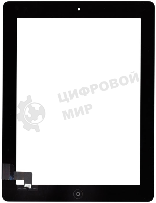 Сенсорное стекло (тачскрин) для iPad 2 (A1395, A1396, A1397), черное с кнопкой OEM