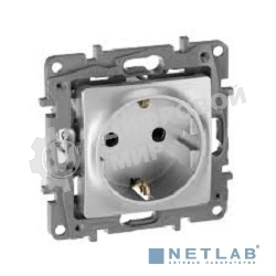 Розетка 672422 Legrand Розетка 2К+З со шторками - немецкий стандарт - винтовые зажимы - 16 А - 250 В - Etika - алюминий