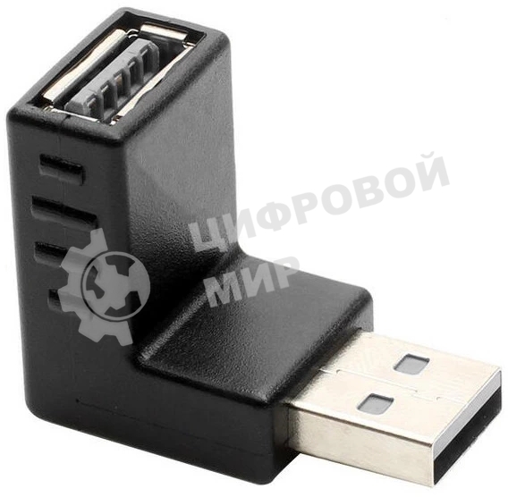 Переходник Greenconnect GCR-53494 USB 2.0 AM/AF, угловой, вниз