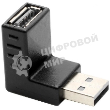 Переходник Greenconnect GCR-53494 USB 2.0 AM/AF, угловой, вниз