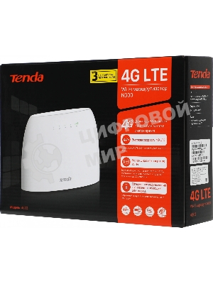 Роутер Tenda 4G03 4G LTE wiFi, 300 Мбит/с, поддержка TR069, слот для SIM-карт