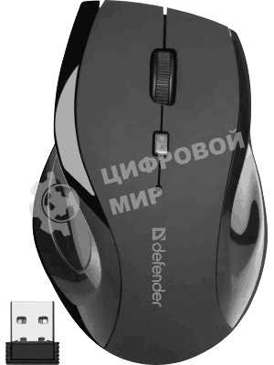 Мышь беспроводная Defender Accura MM-295 черный, 1600 dpi, радиоканал, USB, кнопки - 6