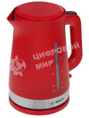 Электрочайник Bosch TWK4M224 красный, 1.7 л, 2200 Вт, скрытый нагревательный элемент