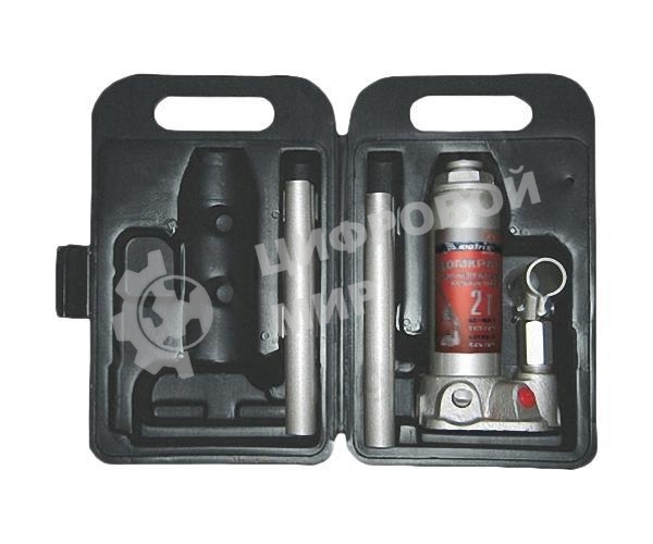 Домкрат гидравлический бутылочный Matrix, 2 т, h подъема 181–345 мм, в пласт. кейсе MASTER