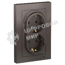 Розетка 2-м AtlasDesign с заземл. 16А в сборе мокко SchE ATN000624