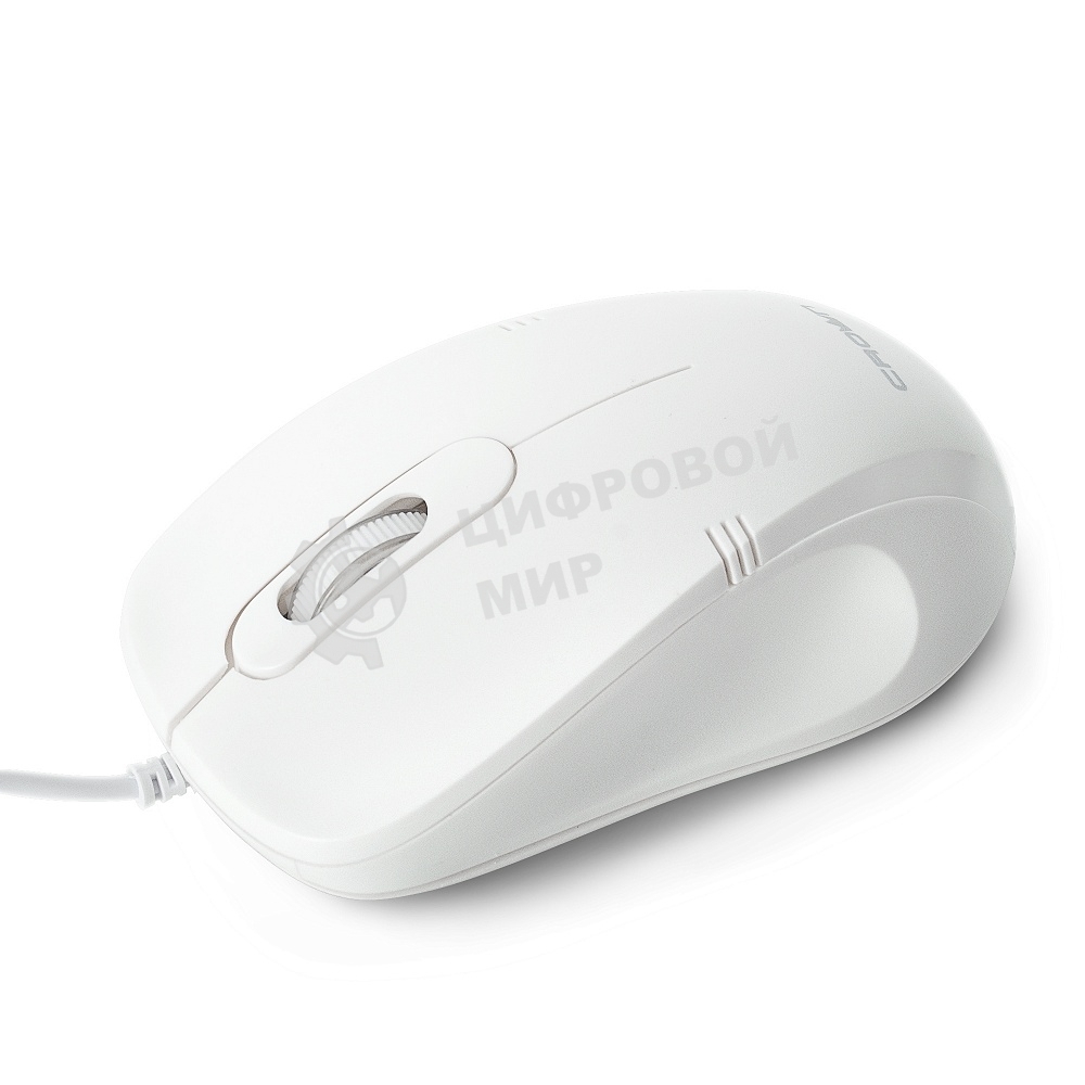 Мышь проводная Crown CMM-502 белый, 1000 dpi, USB, кнопки - 3