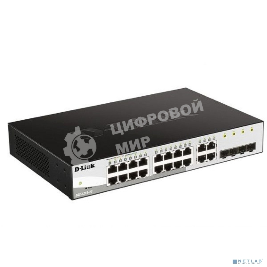 Коммутатор D-Link Gigabit Smart Switch with 16 10/100/1000Base-T ports and 4 Gigabit MiniGbIC (SFP) ports
