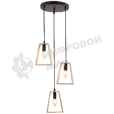 Светильник Ambrella light TR80499/3 BK/LW черный/светлое дерево E14/3 max 60W D350*1000