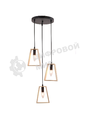 Светильник Ambrella light TR80499/3 BK/LW черный/светлое дерево E14/3 max 60W D350*1000