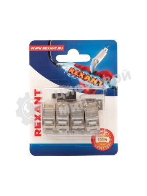 Разъем сетевой Rexant LAN на кабель, штекер 8Р8С (Rj-45), под обжим, в экране, (10 шт.)