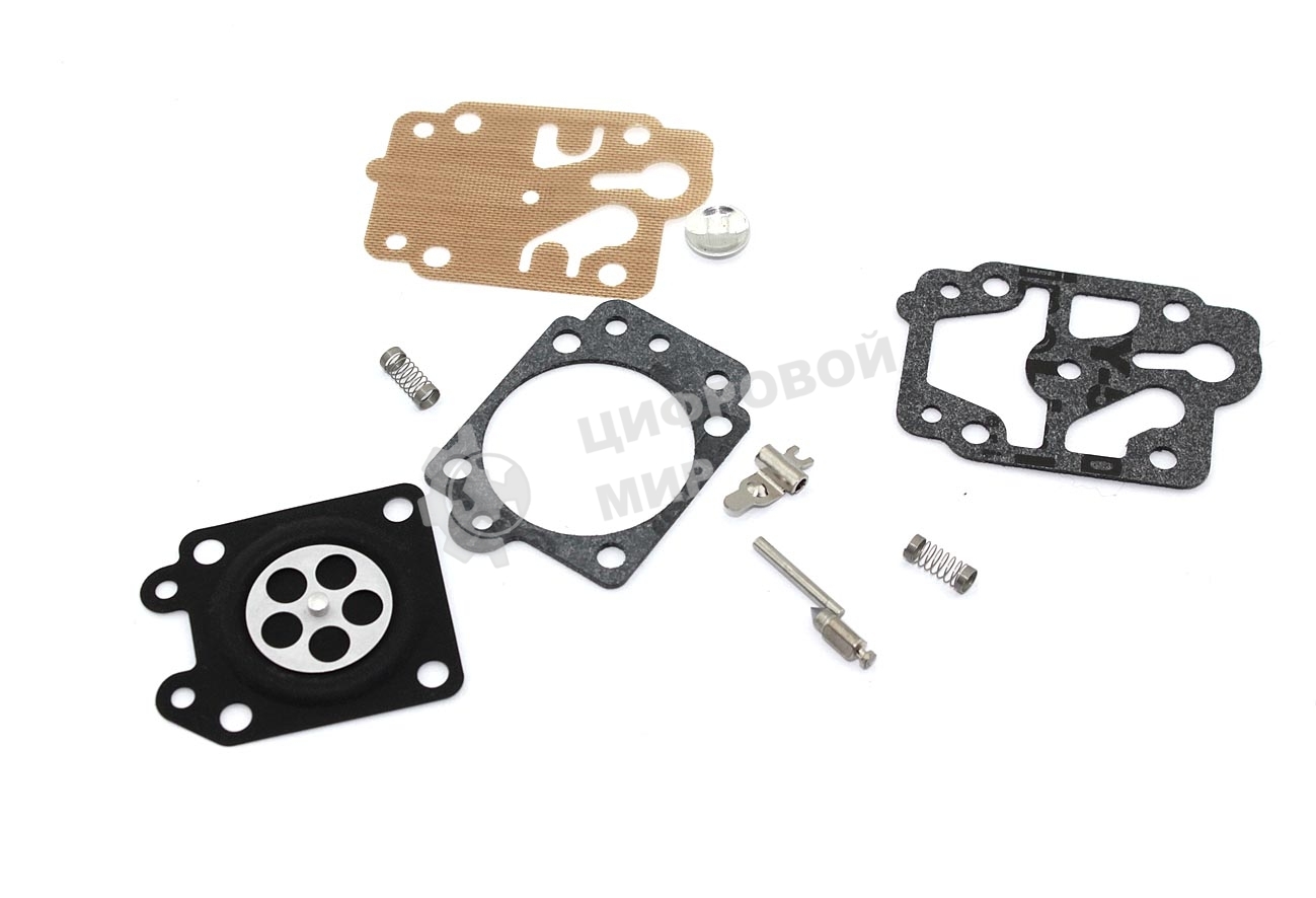 Ремкомплект карбюратора для мотокосы, триммера с металлическими частями 26/33/43/52см3 100908