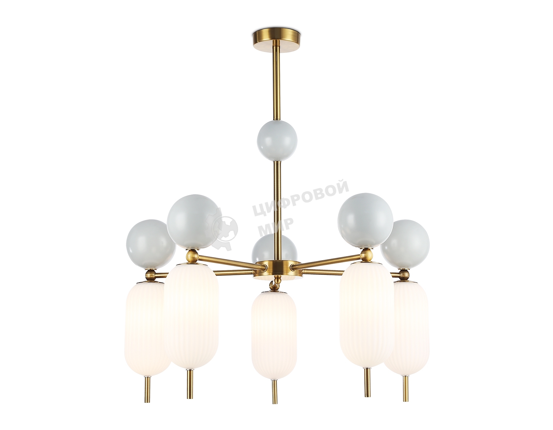 Светильник Ambrella light LH53104/5 BS/GR/FR латунь/серый/белый матовый G9*5 max 28W D650*750