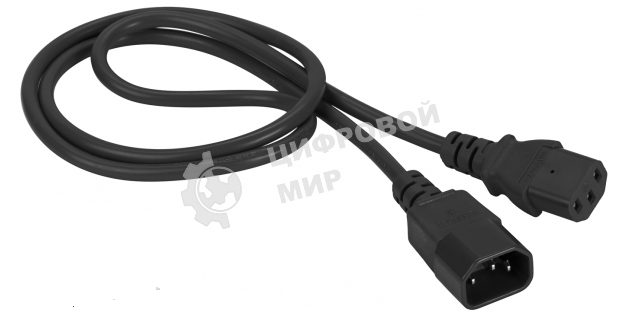 Шнур питания Lanmaster C13-C14, 3х0.75, 220В, 10А, черный, 1.5 метра