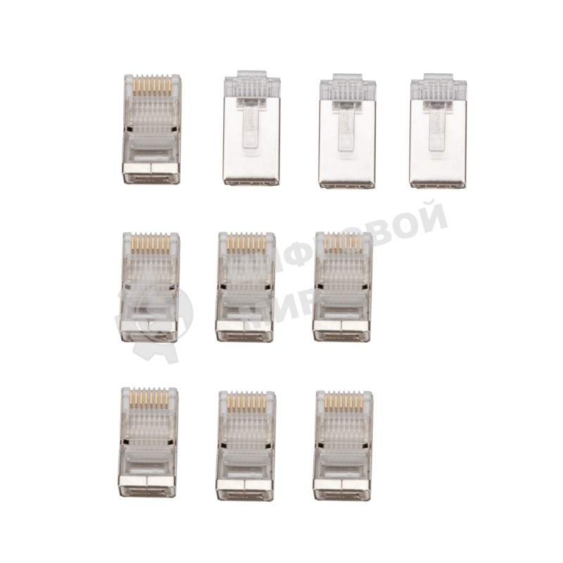 Разъем сетевой Rexant LAN на кабель, штекер 8Р8С (Rj-45), под обжим, в экране, (10 шт.)