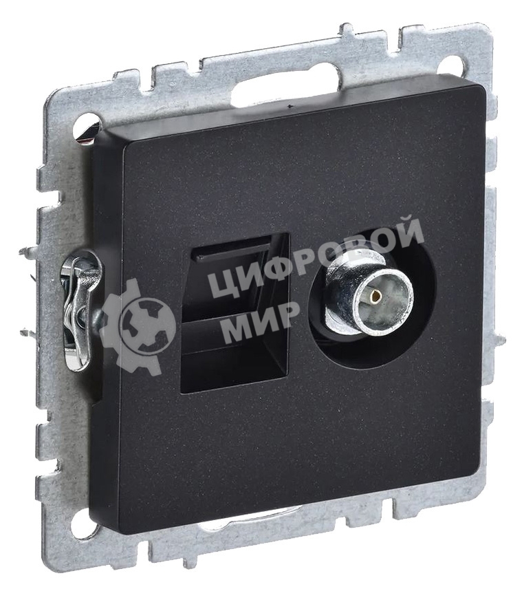 Розетка телевизионная двойная IEK BRITE TV+RJ45 кат.5E РТВ/РК12-БрЧ черный