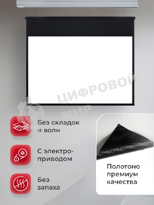 Экран для проектора S'OK Athena SGPSMS-353x221 на тросах с электроприводом, матовый, белый к