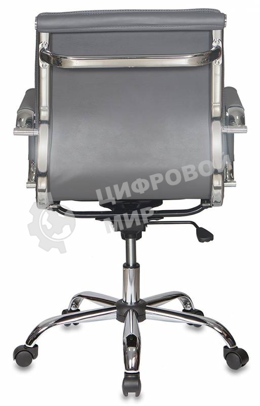 Кресло руководителя Бюрократ CH-993-Low/grey серый, низкая спинка, искусственная кожа, крестовина хромированная