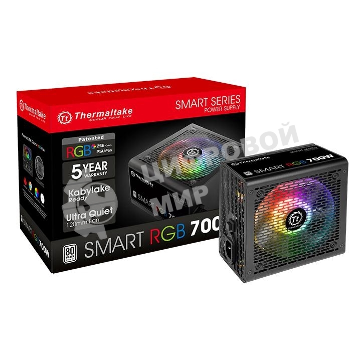 Блок питания Thermaltake Smart RGb (PS-SPR-0700NHSAWE-1), 700Вт, 80 PLUS, 120мм, черный