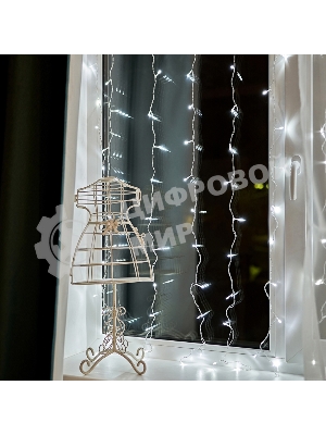 Гирлянда Светодиодный Дождь 1,5х1,5 м, свечение с динамикой, прозрачный провод, 230 В, диоды белые