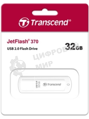 Флешка USB Transcend JetFlash 370 (TS32GJF370), 32Gb, USB 2.0, R/W 12/5, белый