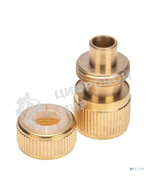 Коннектор для шланга латунный быстросъемный 1/2дюйм с аквастопом ЧЕТЫРЕ СЕЗОНА 62-0279