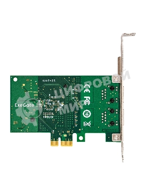 Сетевой адаптер ExeGate EXE-I350-T2v1 (PCI-E x1, порты 2xRJ45 (медные), 10/100/1000Mbps, Gigabit NIC Intel Chipset NHI350AM2)