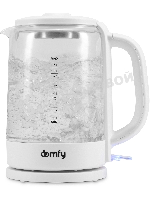 Чайник электрический Domfy DSW-EK304 1.7л. 2200Вт белый (корпус: стекло)