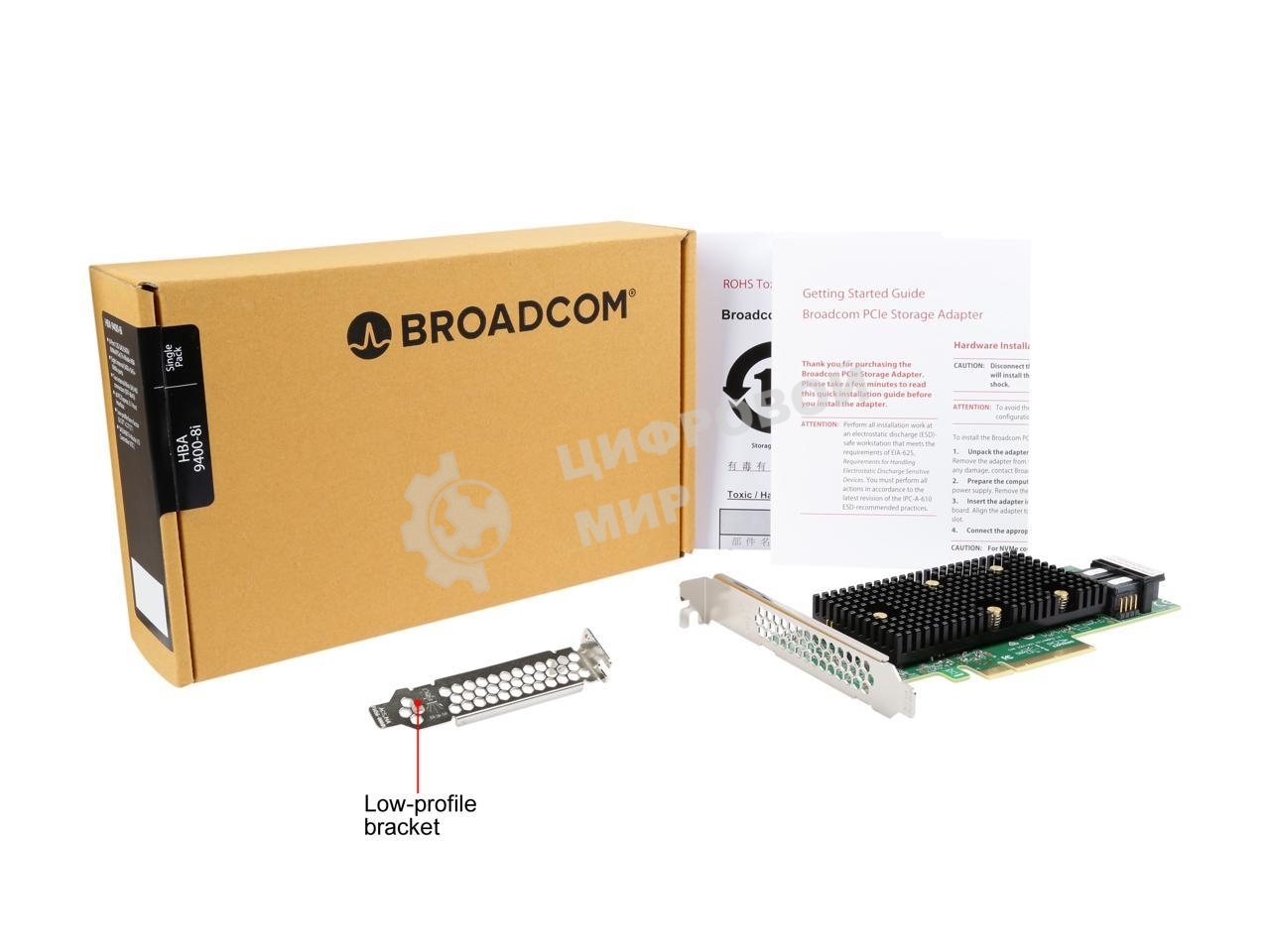 Контролер LSI 9400-8i SGL (05-50008-01), PCIe 3.1 x8 LP, Tri-Mode SAS/SATA/NVMe 12G HBA, 8port(1*int SFF8643), 3408 IOC