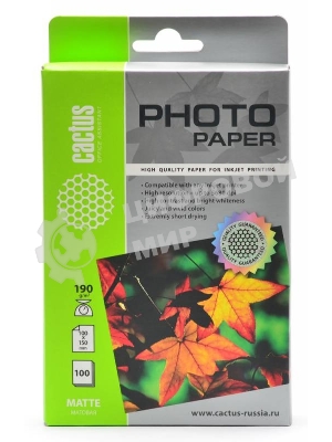 Фотобумага Cactus CS-MA6190100 матовая A6 190 г/м2 100 листов