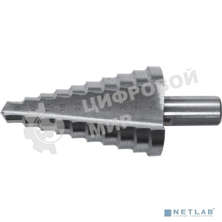 Сверло ступенчатое FIT HSS (Р6М5) по металлу, 15 ступеней, 4-32 мм 36400